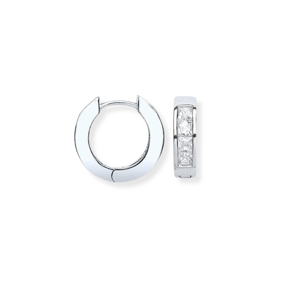 Silver Cz Huggie Hoop Earrings