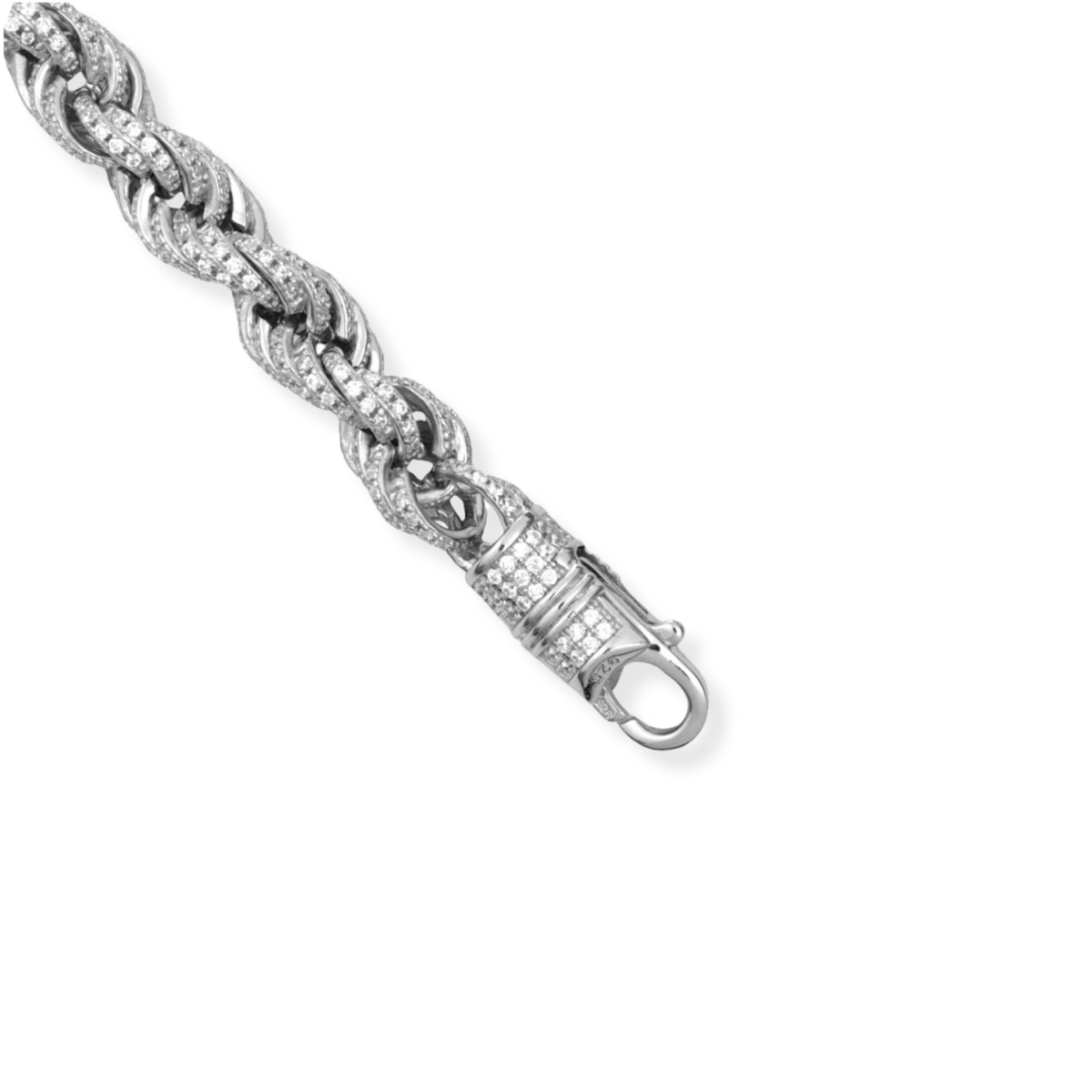 Bracelet maille corde serti d’oxydes de zirconium — argent 925
