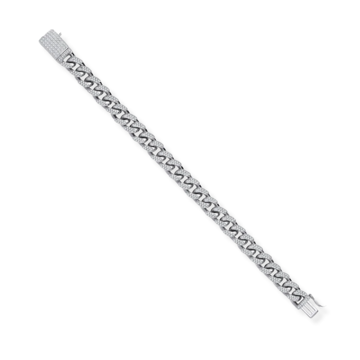 Bracelet maille cubaine en oxyde de zirconium — argent 925