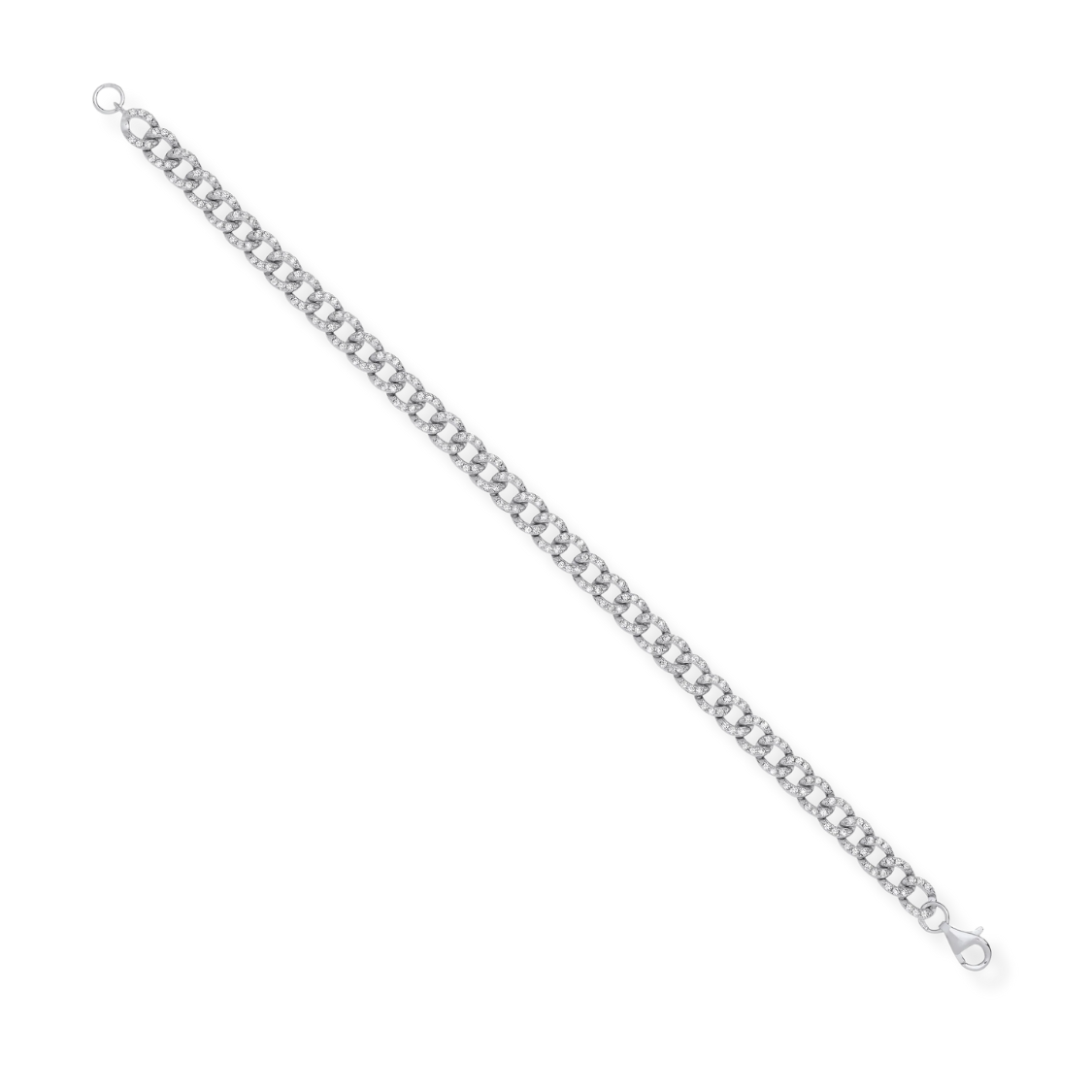 Silver CZ Curb Gents 6.4mm Bracelet