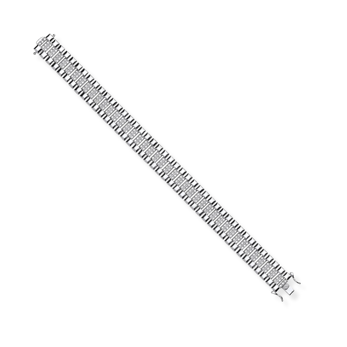 Bracelet à maillons fantaisie sertis d’oxydes de zirconium — argent 925