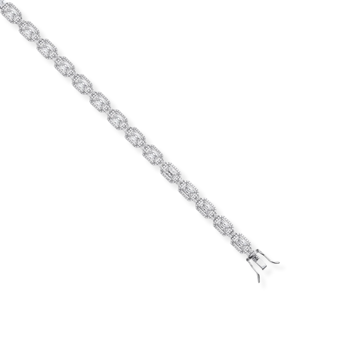 Cut Clear Cubic Zirconia Halo Tennis Bracelet