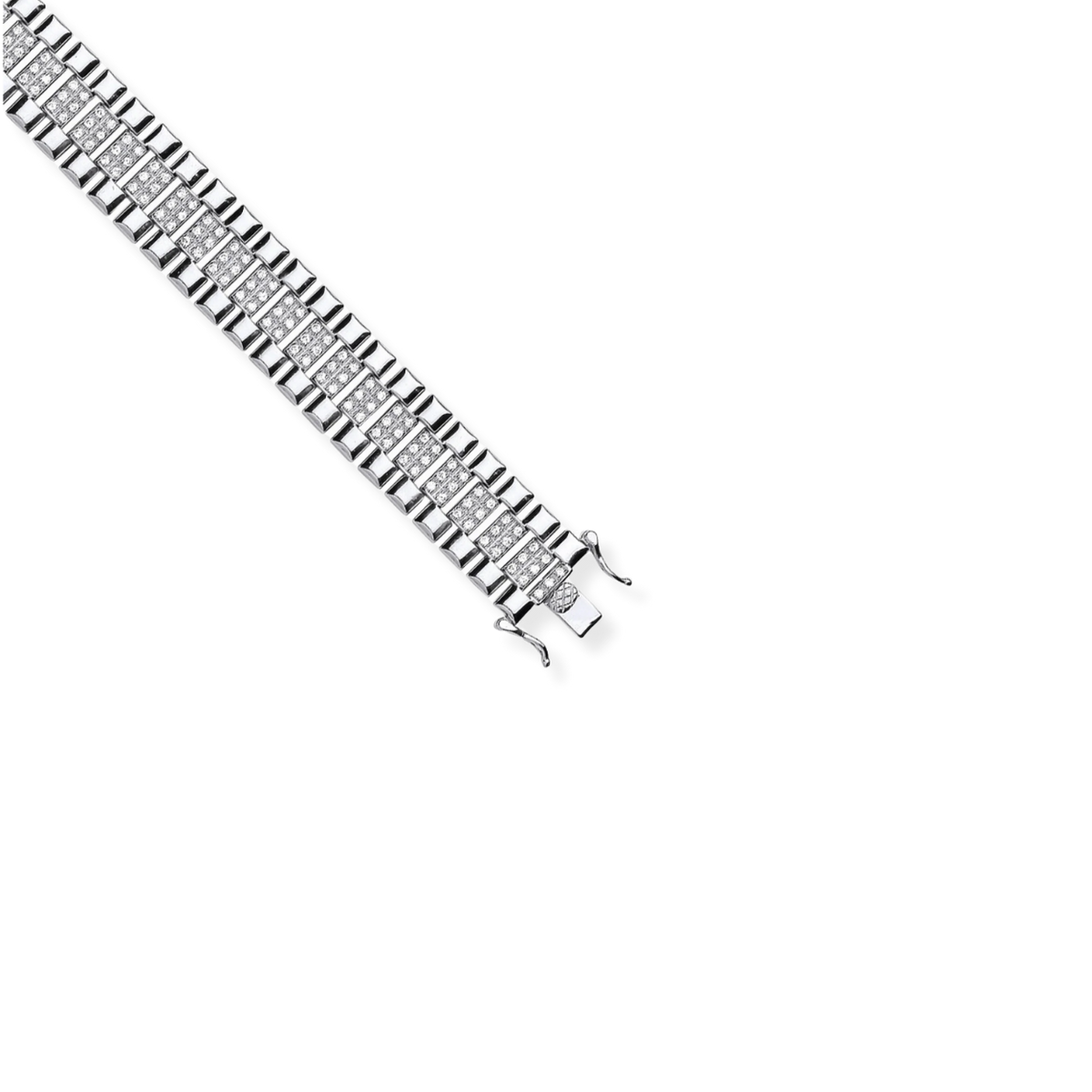 Bracelet à maillons fantaisie sertis d’oxydes de zirconium — argent 925
