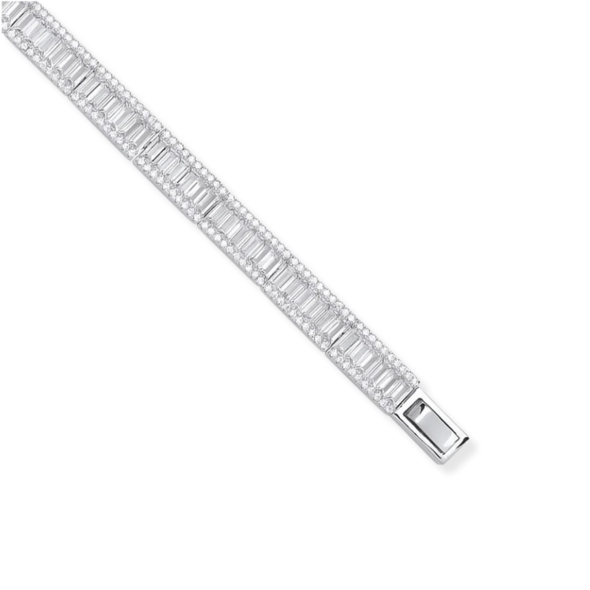 Bracelet en zirconium, tailles baguette et ronde — argent 925