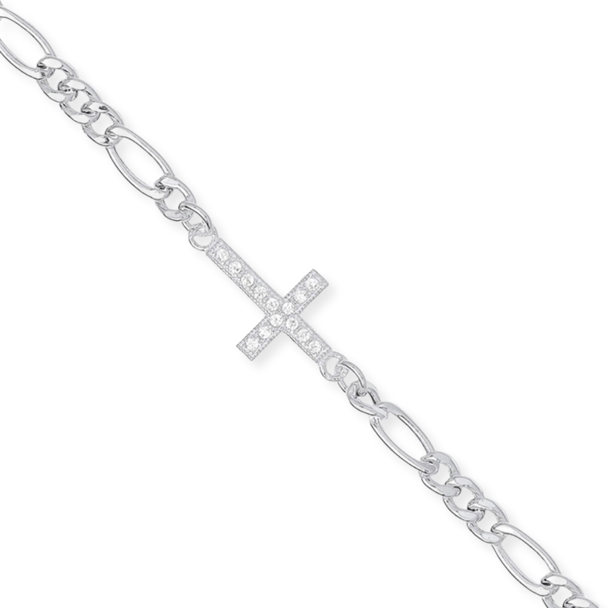 Figaro chain bracelet with zirconium oxide cross