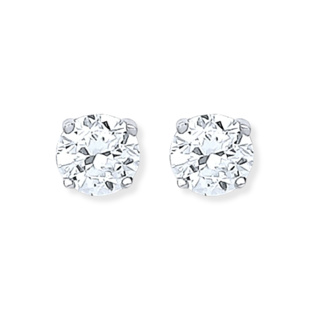 Silver Brilliant Cut Cz 6mm Claw Set Stud Earrings