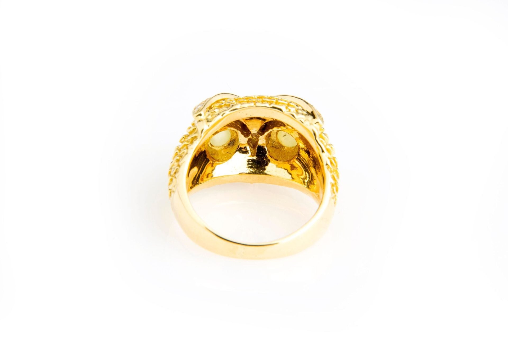 Yellow gold, diamond and chrysoberyl owl ring