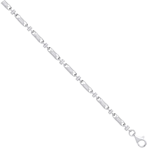 925 sterling silver fancy bracelet with cubic zirconias