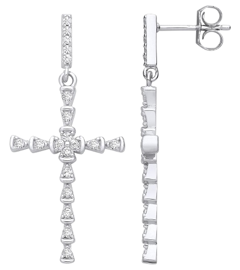 Silver and cubic zirconia stud earrings