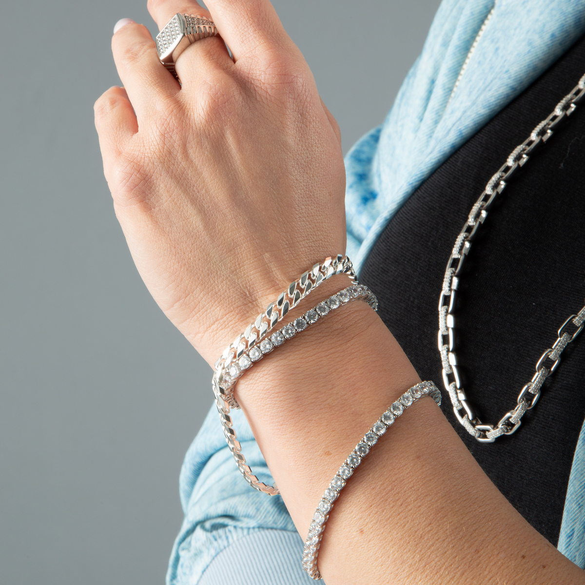 Curb chain bracelet — 925 sterling silver
