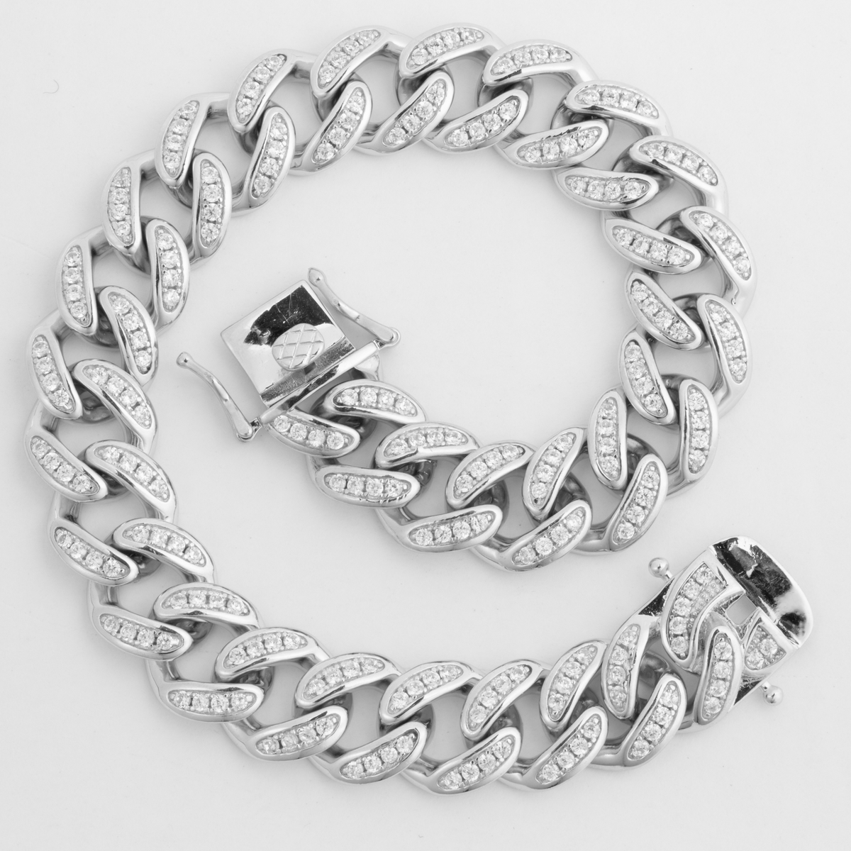 Plain Cubic Zirconia Round Link Bracelet — 925 sterling silver