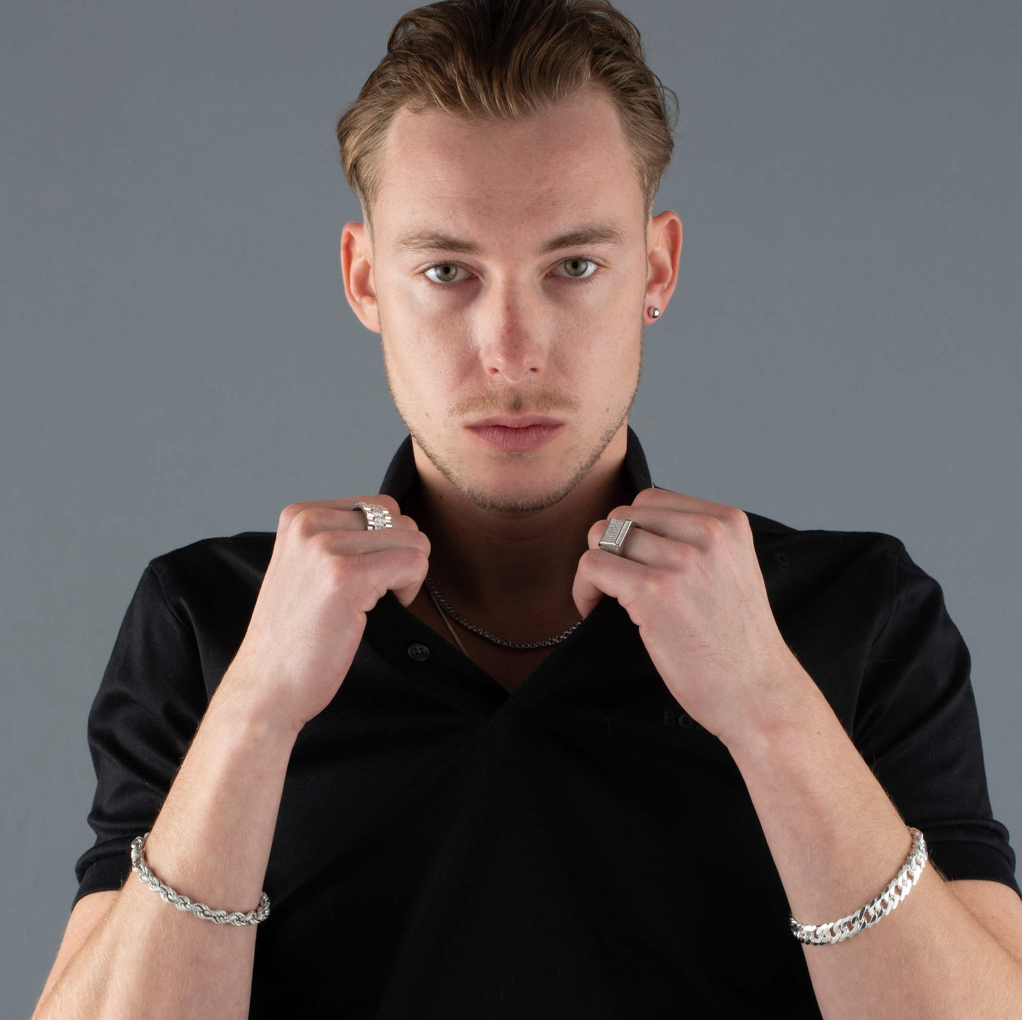 Rope bracelet set with cubic zirconia