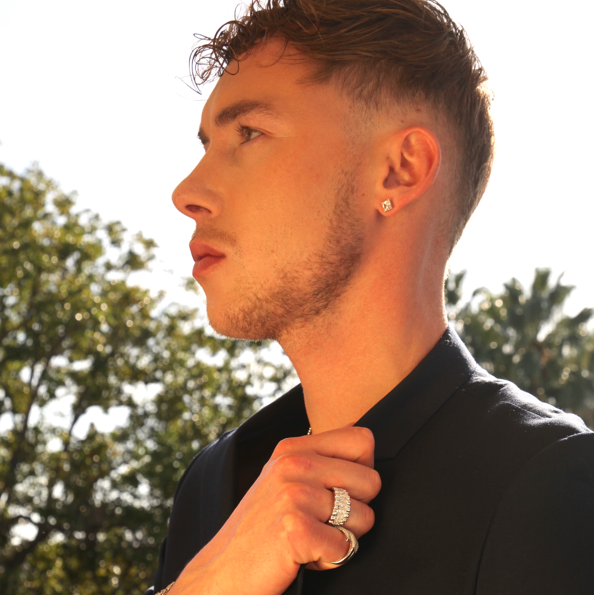 Silver Princess Cut Studs