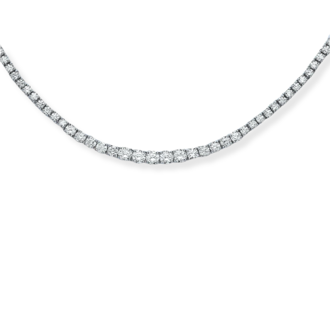 Silver Graduated CZ Tennis Collarette 17"