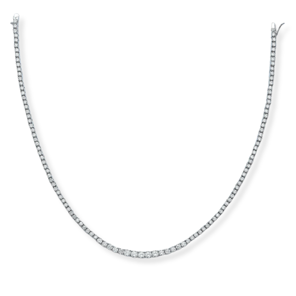 Silver Graduated CZ Tennis Collarette 17"