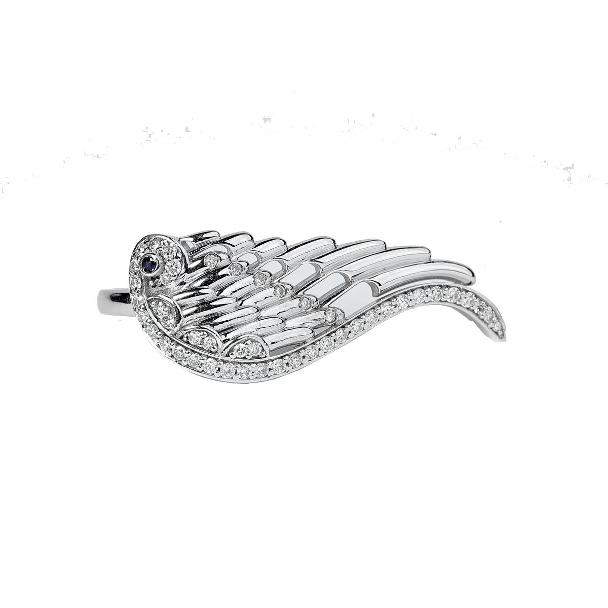 Sterling silver and cubic zirconia wing ring
