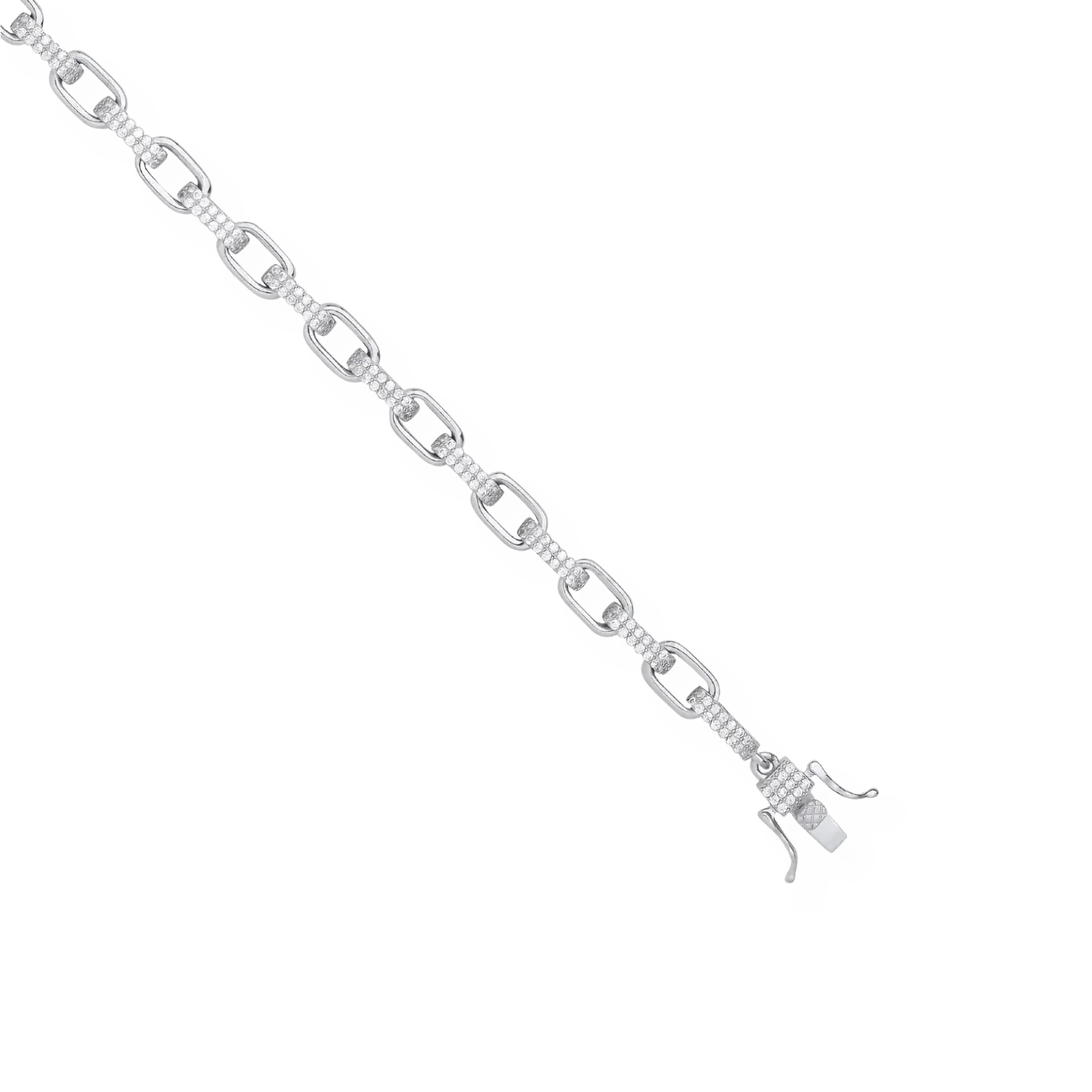 Heavy Silver CZ Oval Belcher Chain