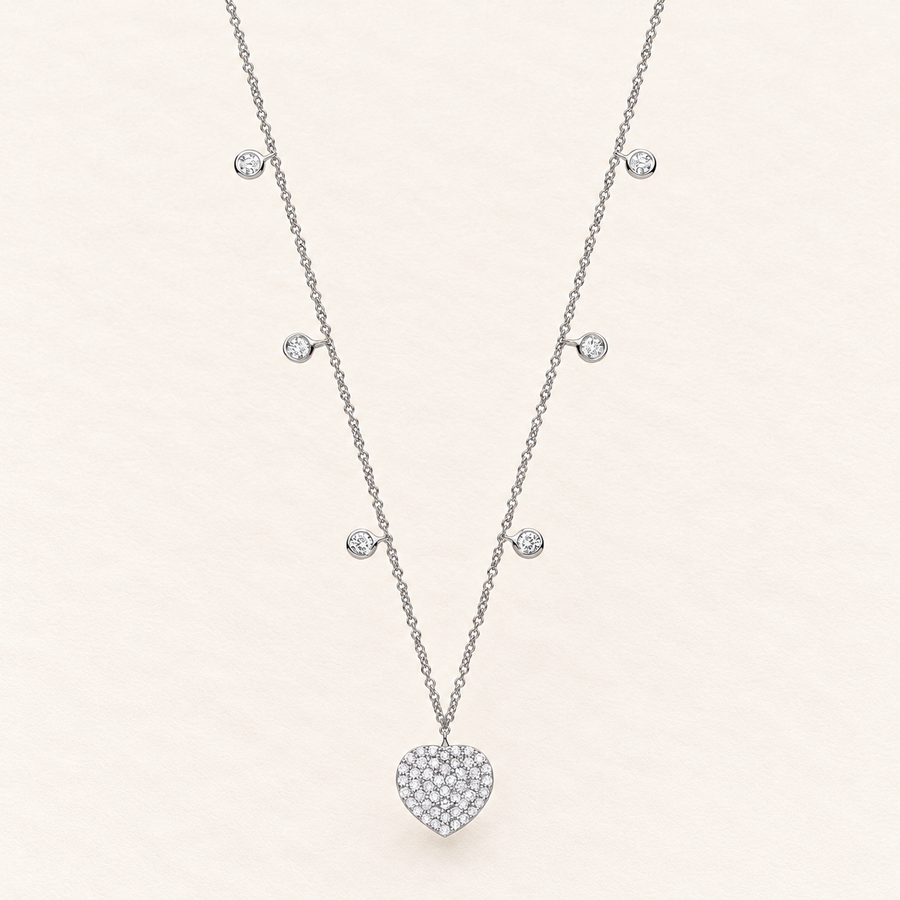 Collier Cœur Étoilé — or blanc 9 carats et diamants 0,44 ct
