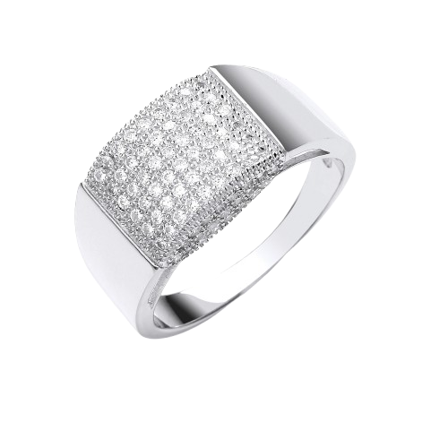 Silver Micro-Pave Cz Gents Ring