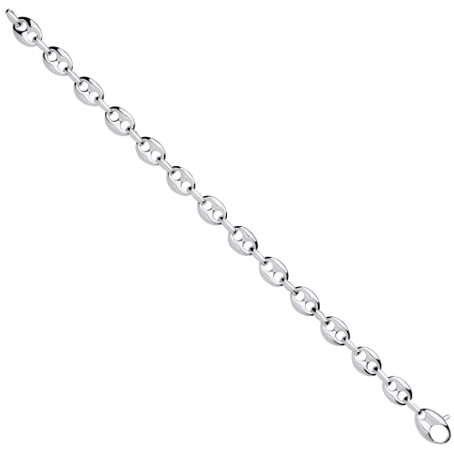 Men silver bracelet with coffee bean links