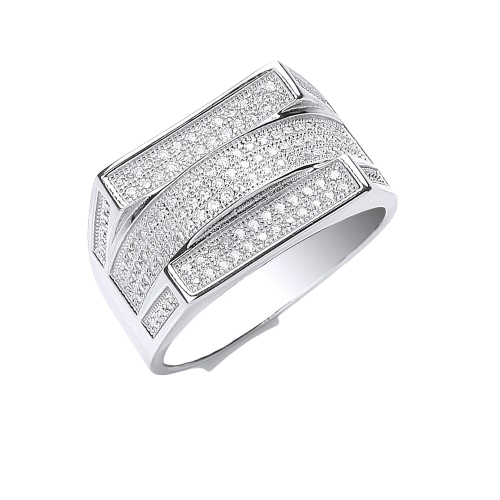 Silver Micro Pave' Cz Gents Ring
