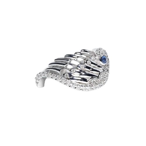 White gold, diamond and sapphire ring