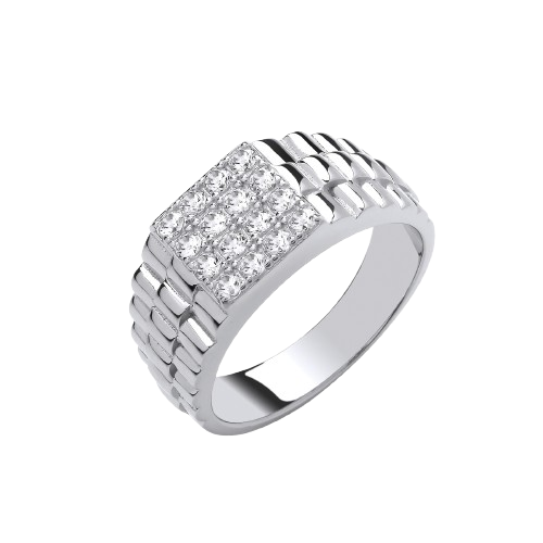 Square Silver Ring with Cubic Zirconia