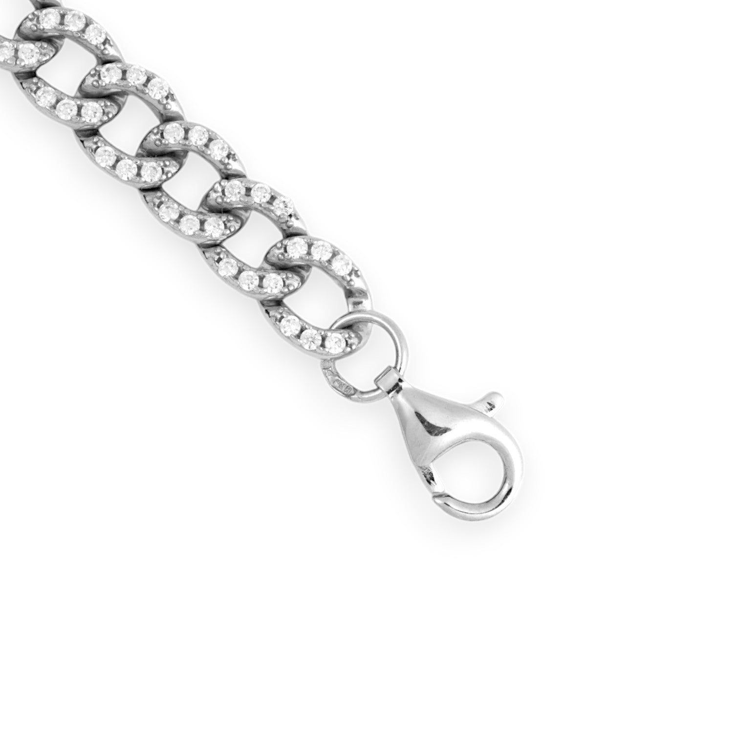 Silver CZ Curb Bracelet