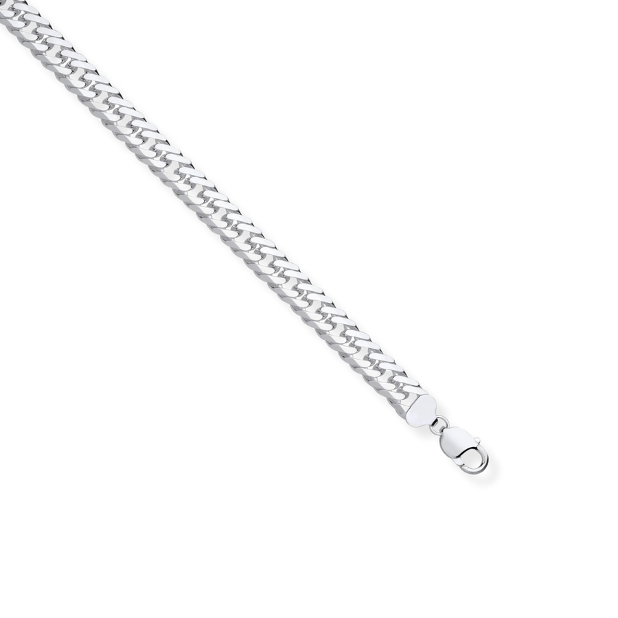 Double curb chain bracelet in silver