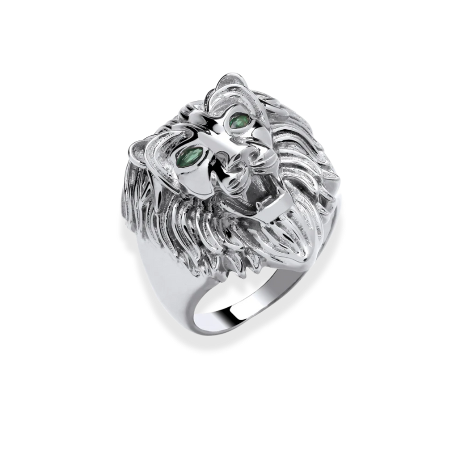 Silver Lion Head Gents Ring