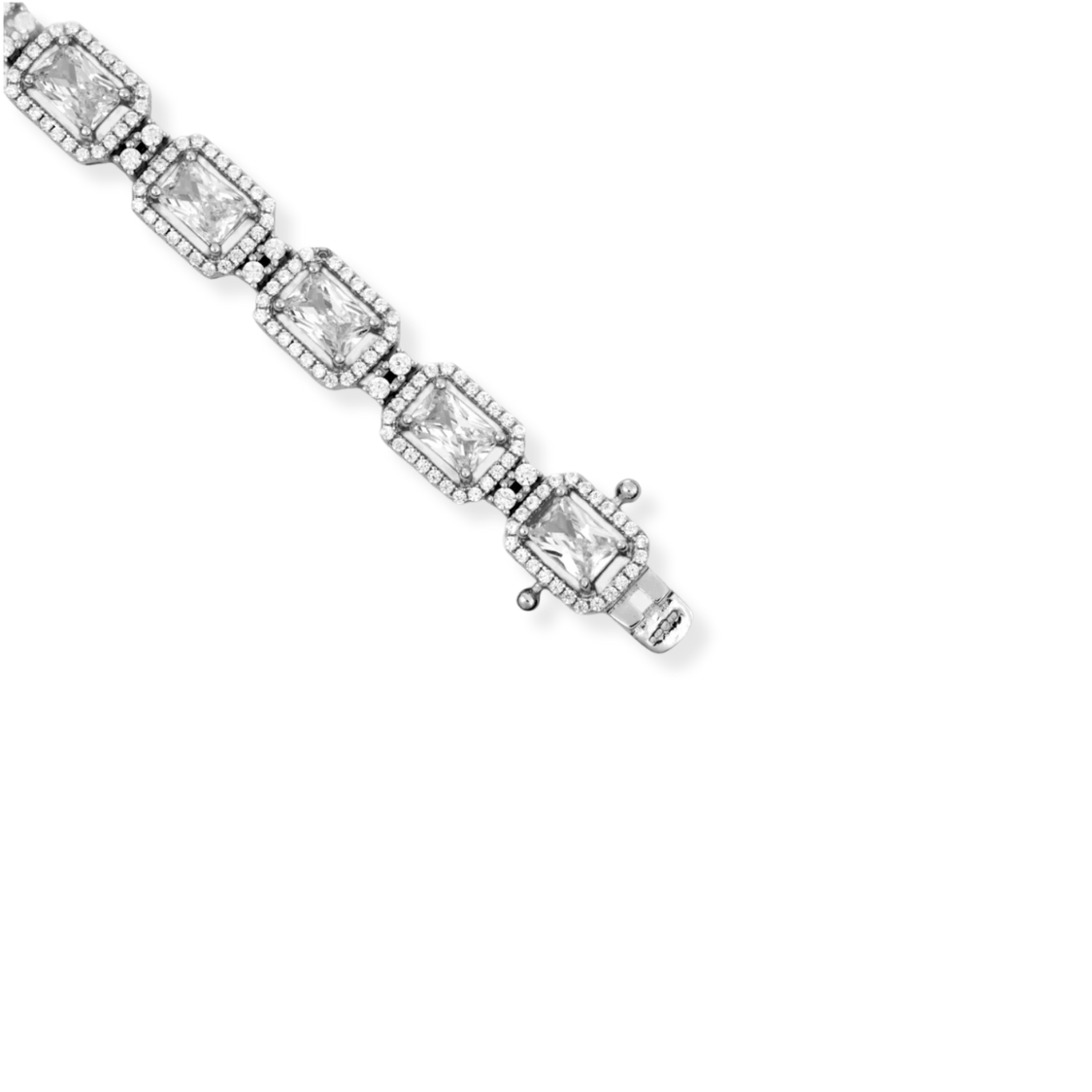 Bracelet tennis Halo en oxydes de zirconium transparents — argent 925