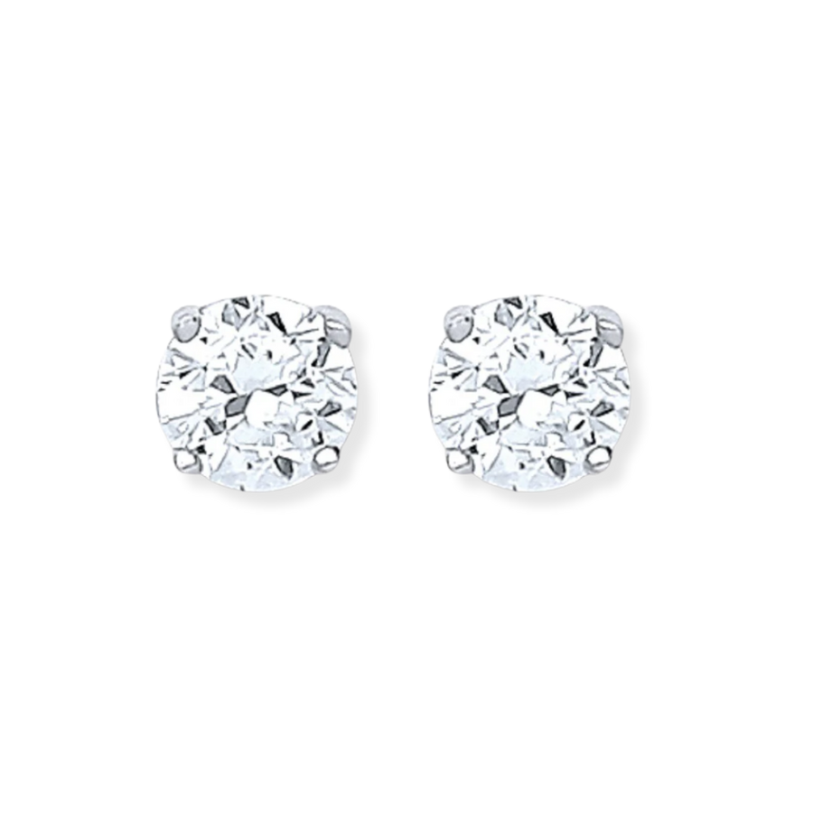 Silver Brilliant Cut CZ 4mm Claw Set Stud