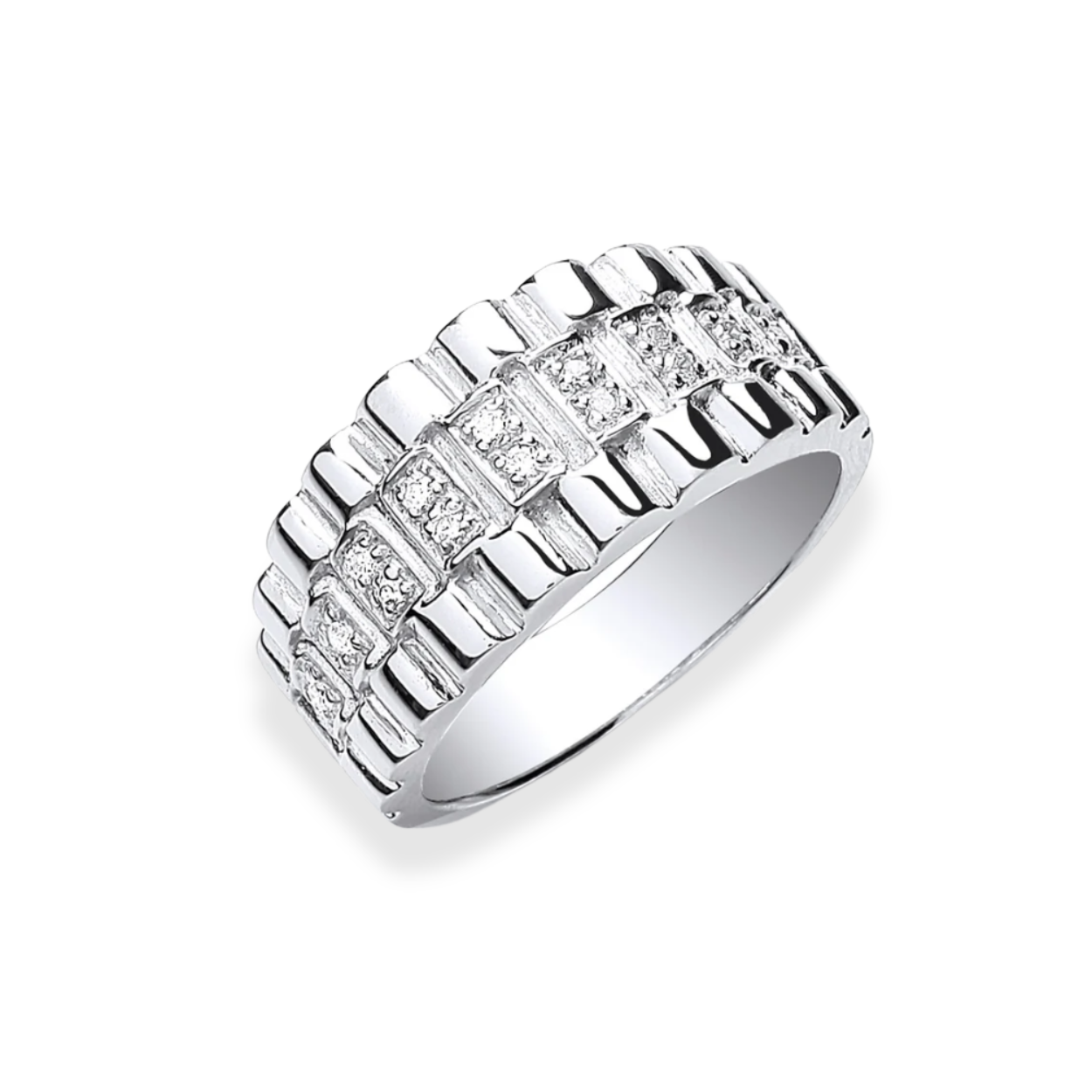 Silver Gents 11mm CZ Ring