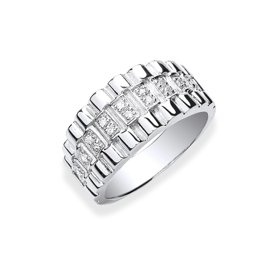 Silver Gents 11mm CZ Ring