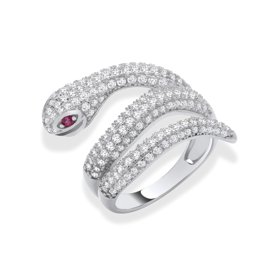 Silver CZ Snake Ring