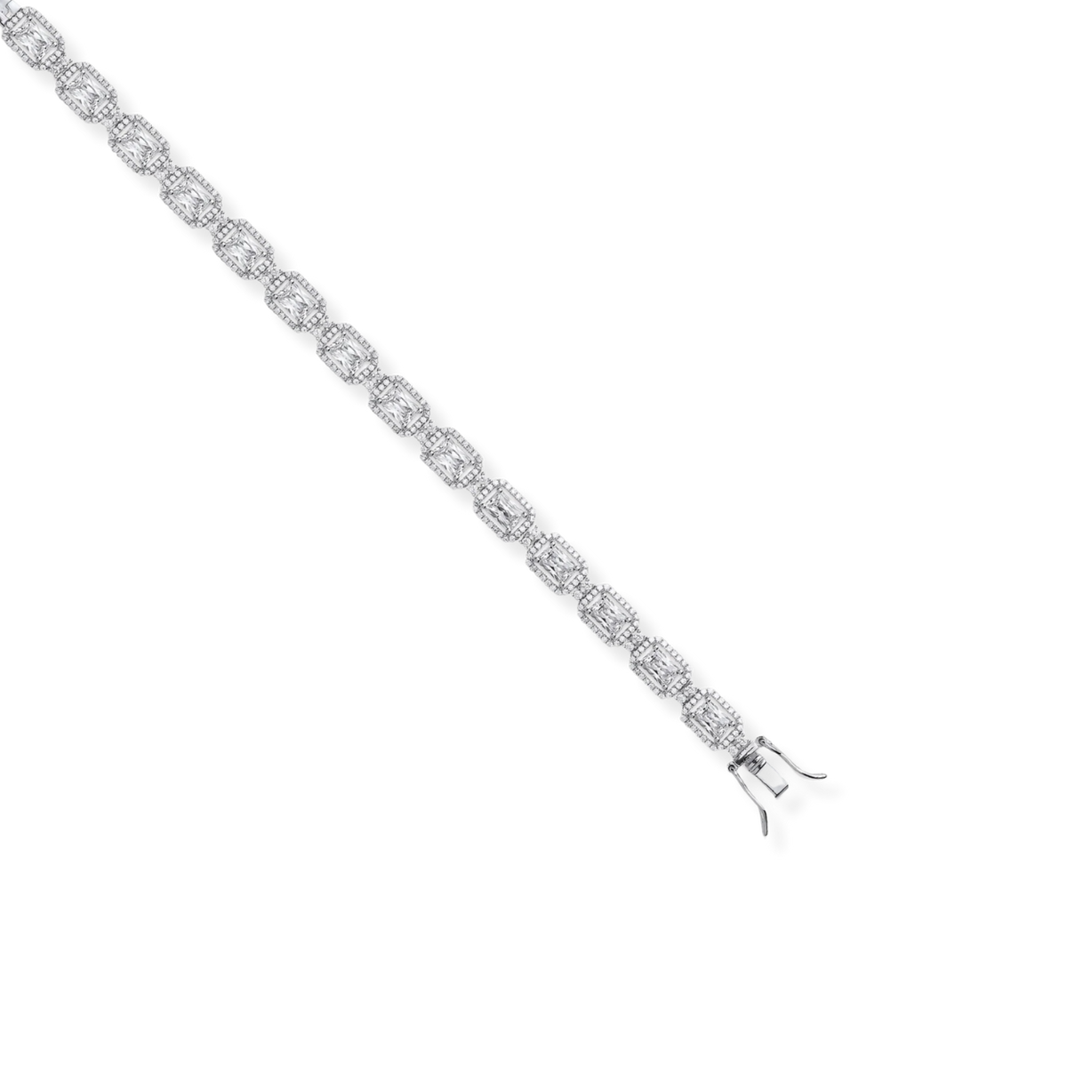 Bracelet tennis Halo en oxydes de zirconium transparents — argent 925