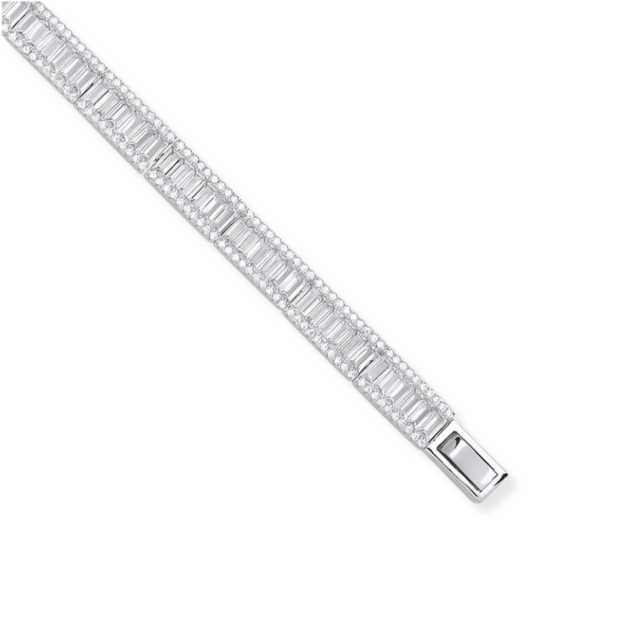 Baguette and round zircon bracelet