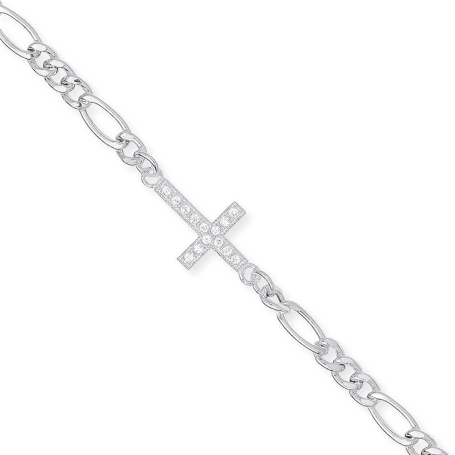 Figaro chain bracelet with zirconium oxide cross