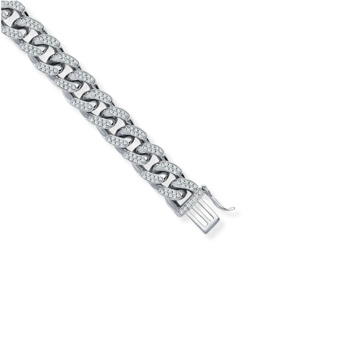 Bracelet maille cubaine en oxyde de zirconium — argent 925