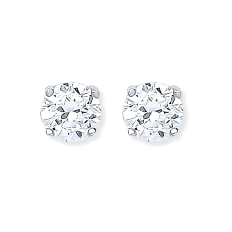 Silver Brilliant Cut Cz 6mm Claw Set Stud Earrings