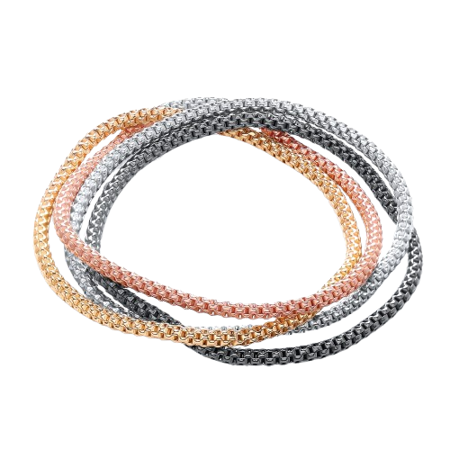 Bracelet fantaisie multicolore à quatre brins — argent 925