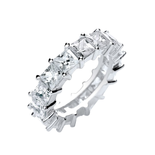 Princess cut and full cubic zirconia ring