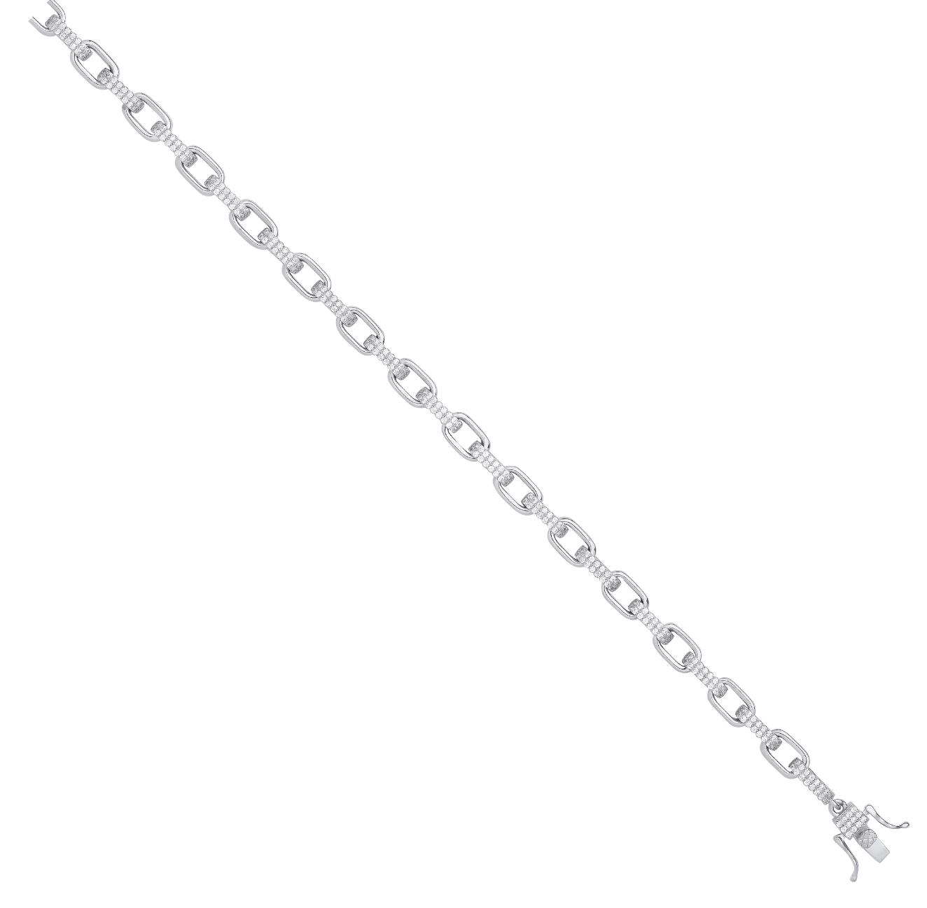 Heavy Silver Cz Oval Belcher Chain 30"