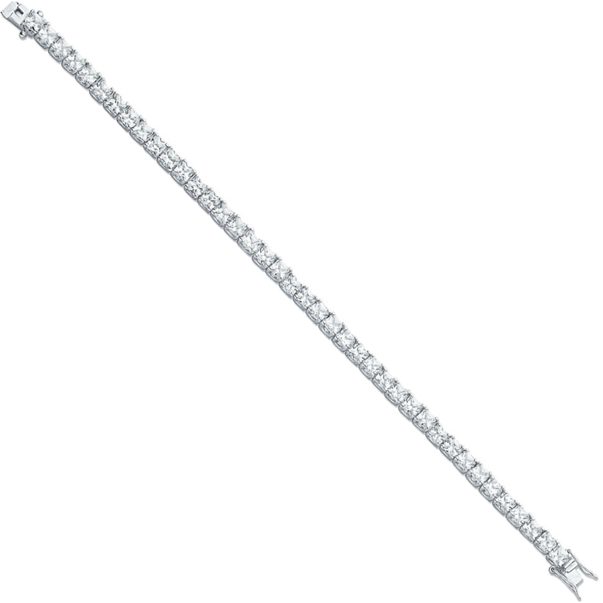 Silver 4.3mm Princess Cut Cz Tennis Bracelet