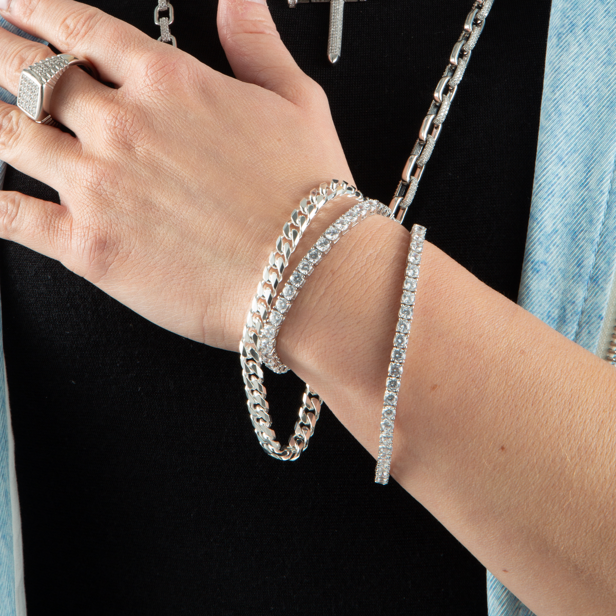 Princess Cut Cubic Zirconia Tennis Bracelet — 925 sterling silver