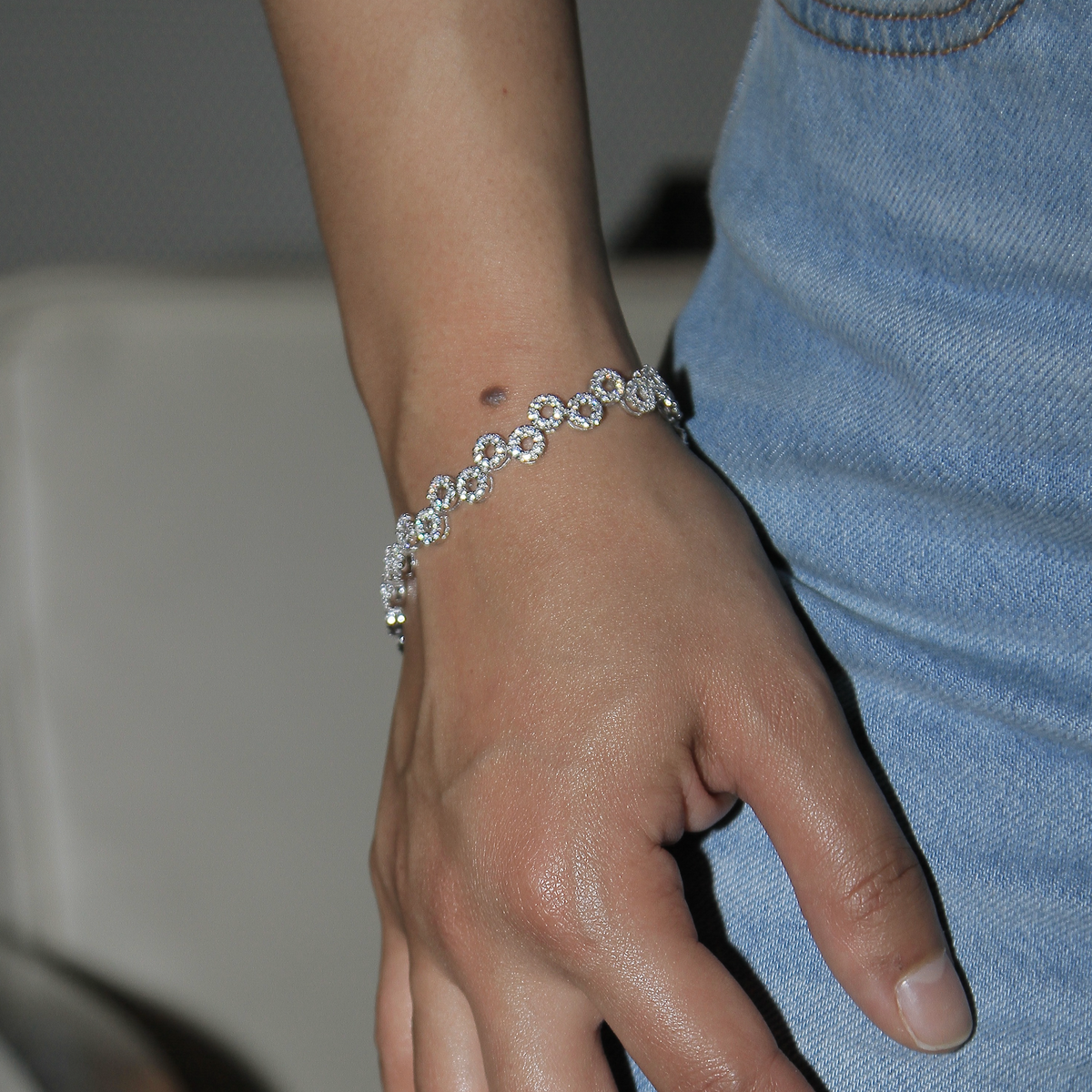 Zirconium oxide fancy bracelet — 925 sterling silver