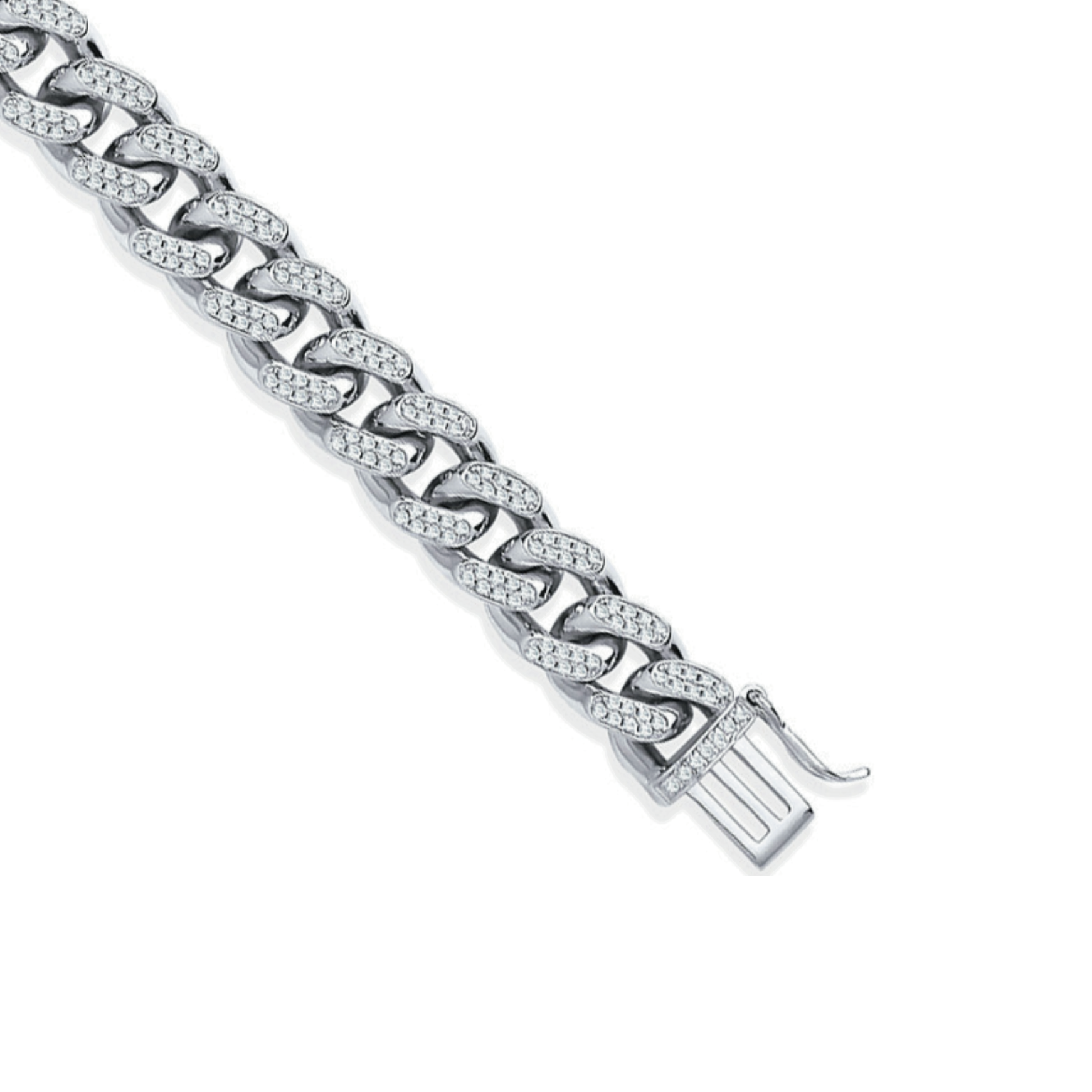 Silver Cuban Curb Link with CZs Bracelet