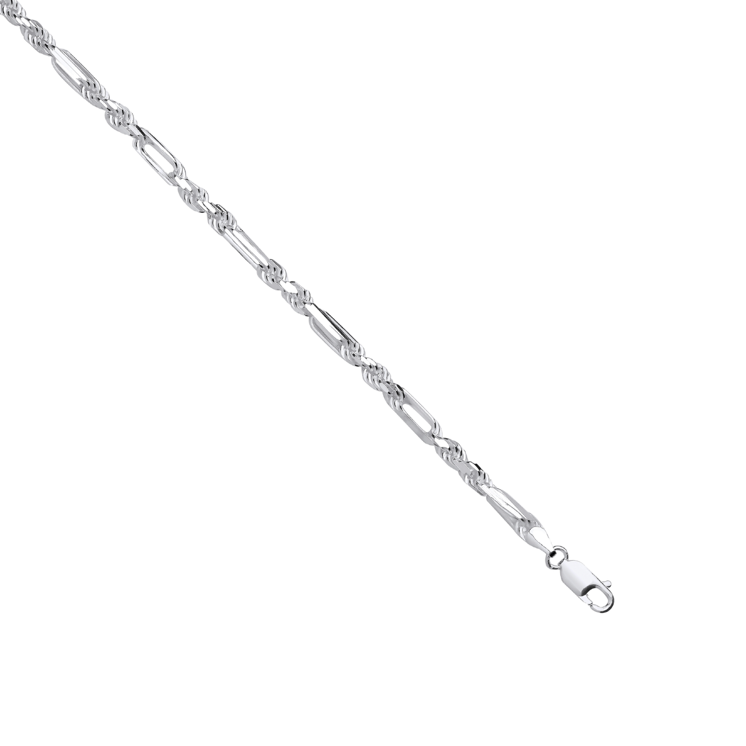 Silver Elongated Rope Open Link Chain 28"