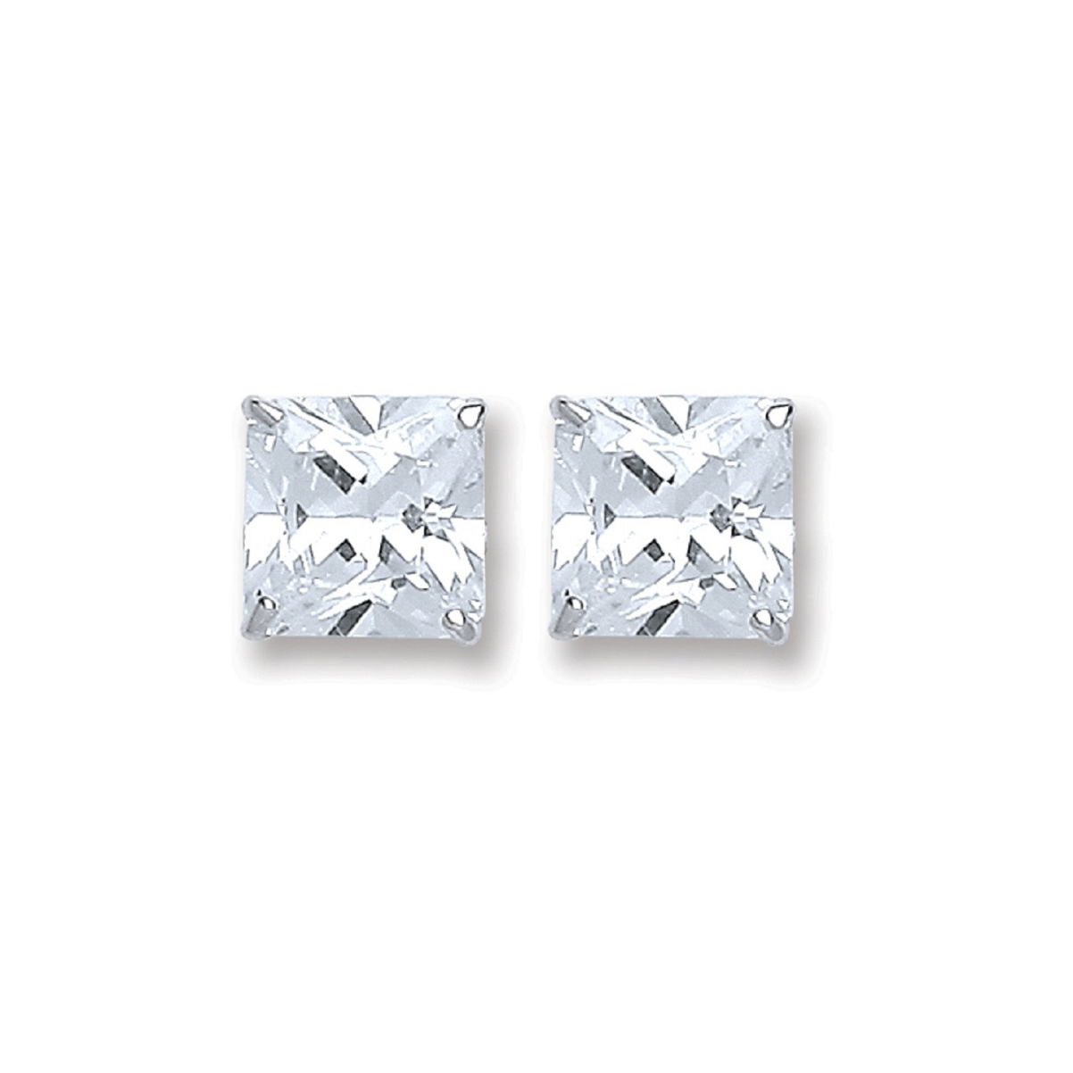 Studs Silver Princess Cut