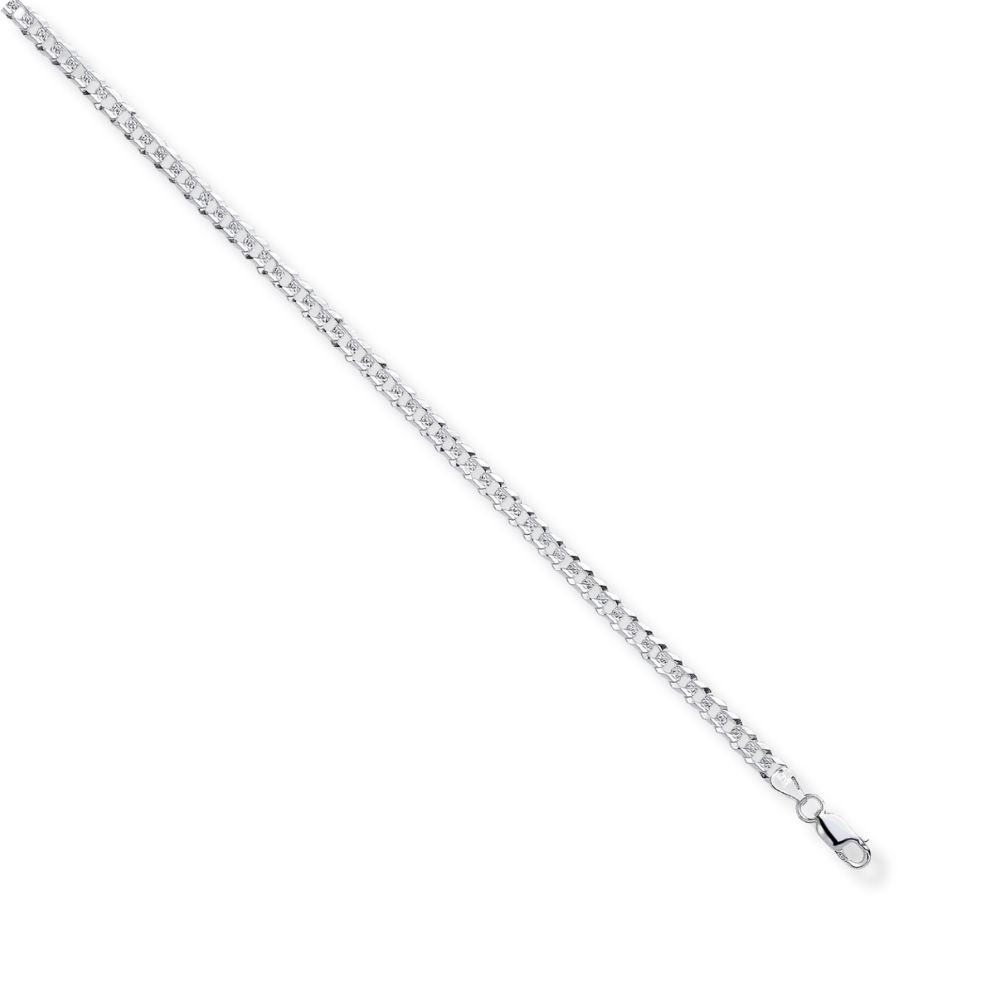 Chaîne maille gourmette plate pavée en argent 925, 5 mm